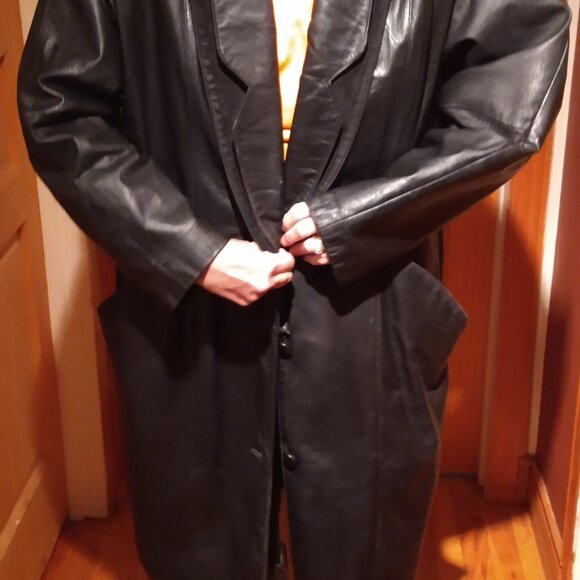 Black Leather coat - Picture 2 of 5